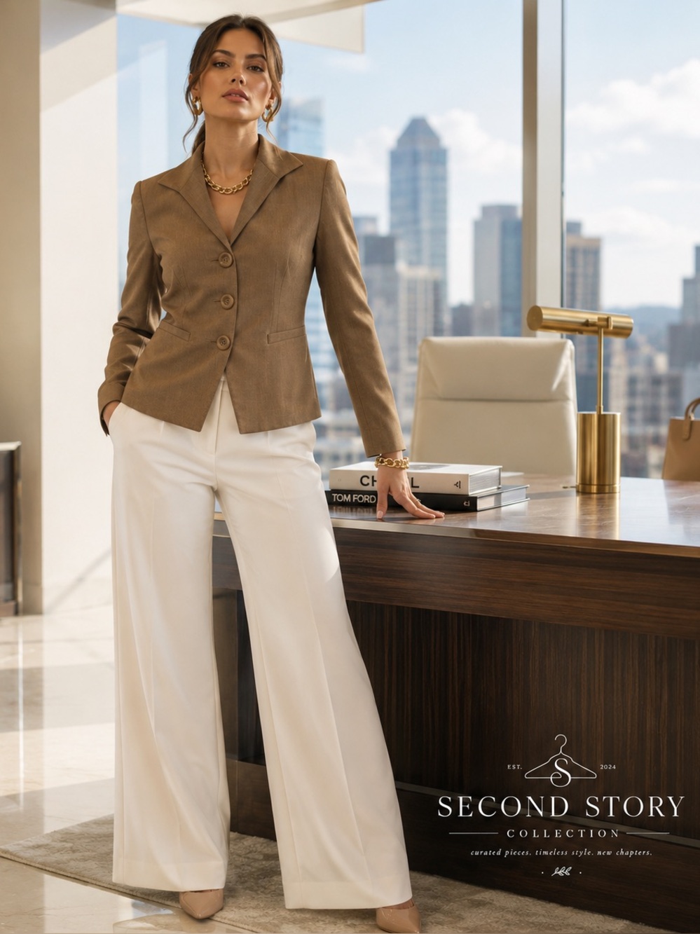 Lafayette 148 New York Blazer Women 2 Wool Blend Brown Camel Tailored Jacket